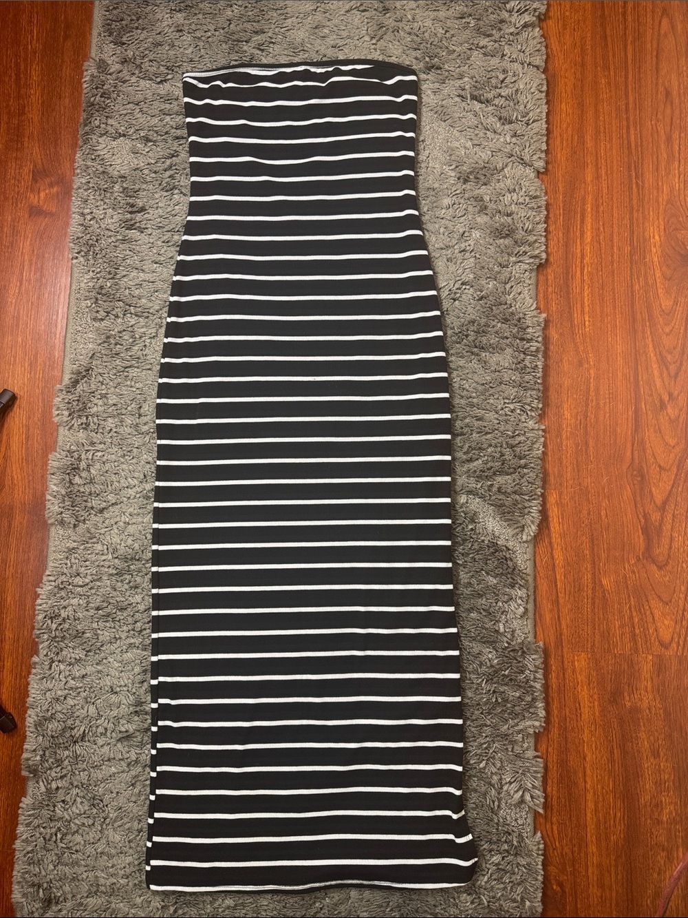 SYM See You Monday Black & White Striped Strapless Ribbed Maxi Dress - Size M